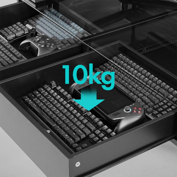 バウヒュッテから、ゲーミングデスク用の強化ガラス張り天板が登場。耐久性も備え、「魅せる収納」と「ハードなプレイ環境」を両立_024