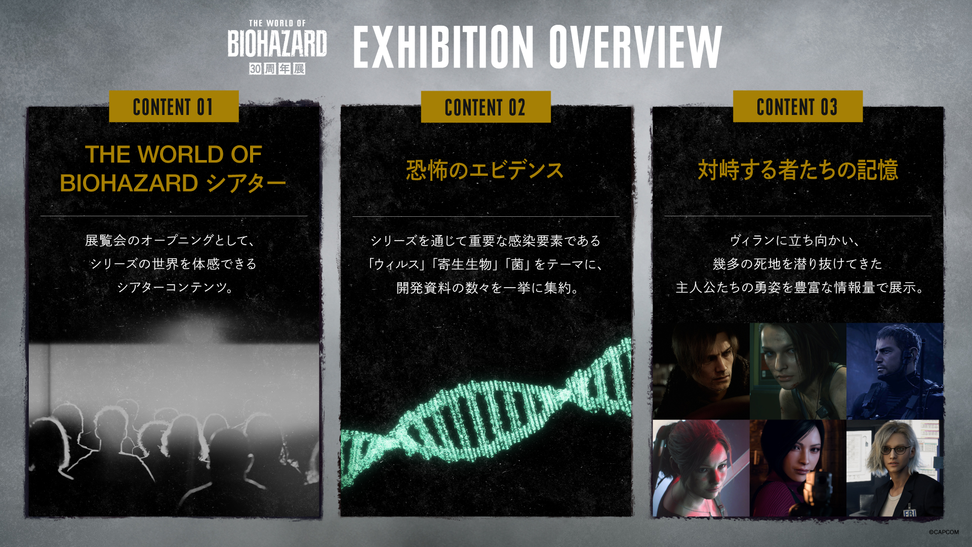 『バイオハザード』30周年を記念した世界初の大型展覧会が開催決定。シリーズを追体験できる大画面シアターや開発資料などを展示_001