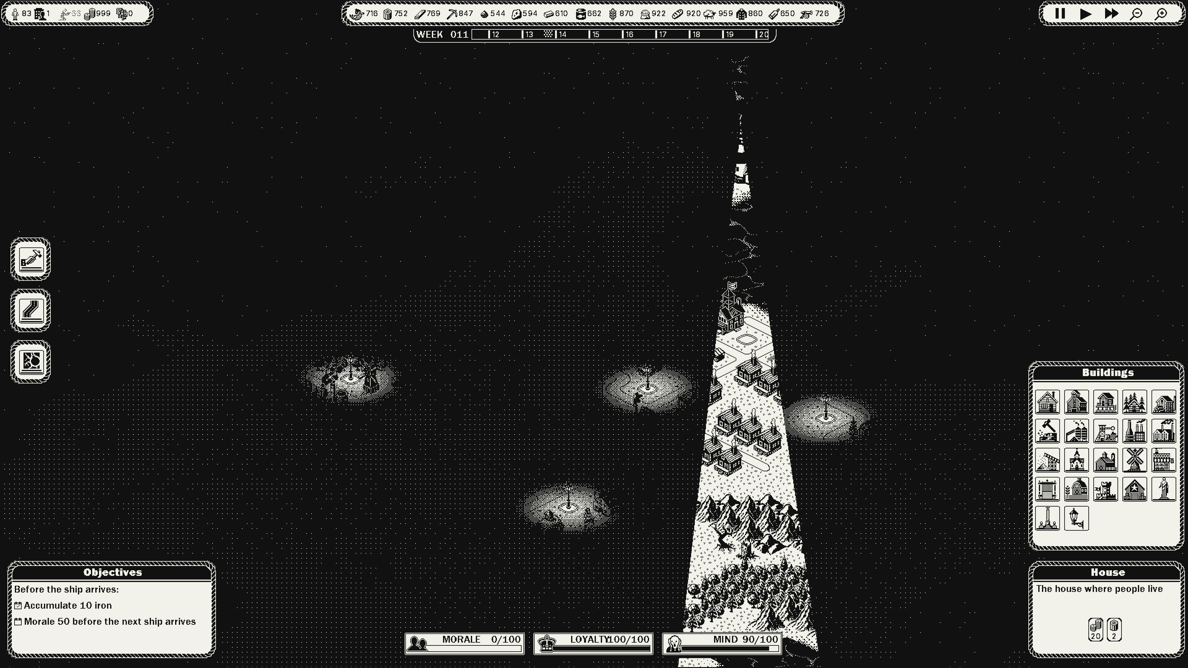 白黒ドットで描かれる島が不穏すぎる都市建設ゲーム『GlagStone』のトレーラーが公開_002