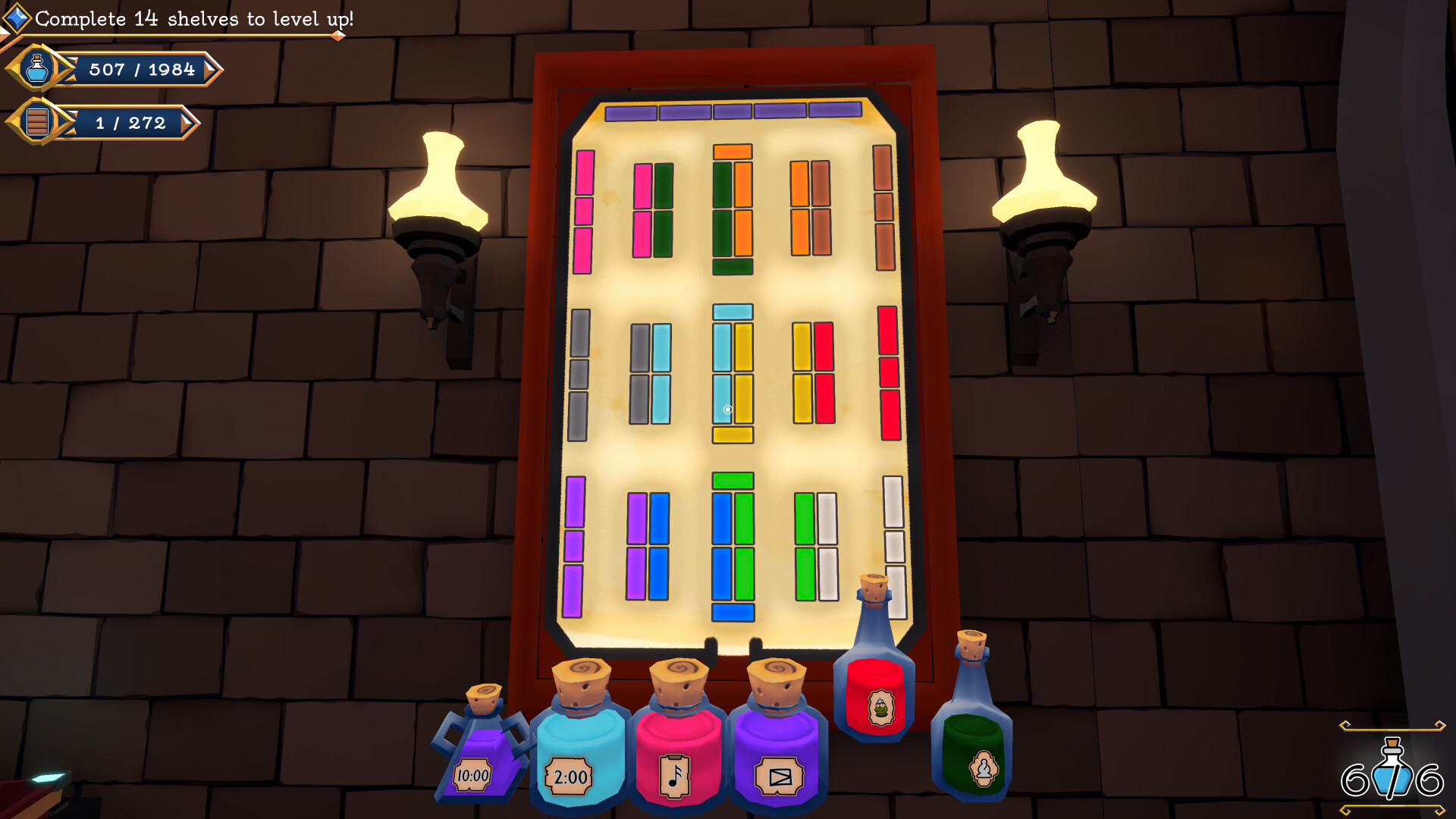 “2000本以上のポーション”を棚に並べ直す片付けパズル『Shelve the Potions!』が、Steamでテスター募集中_005