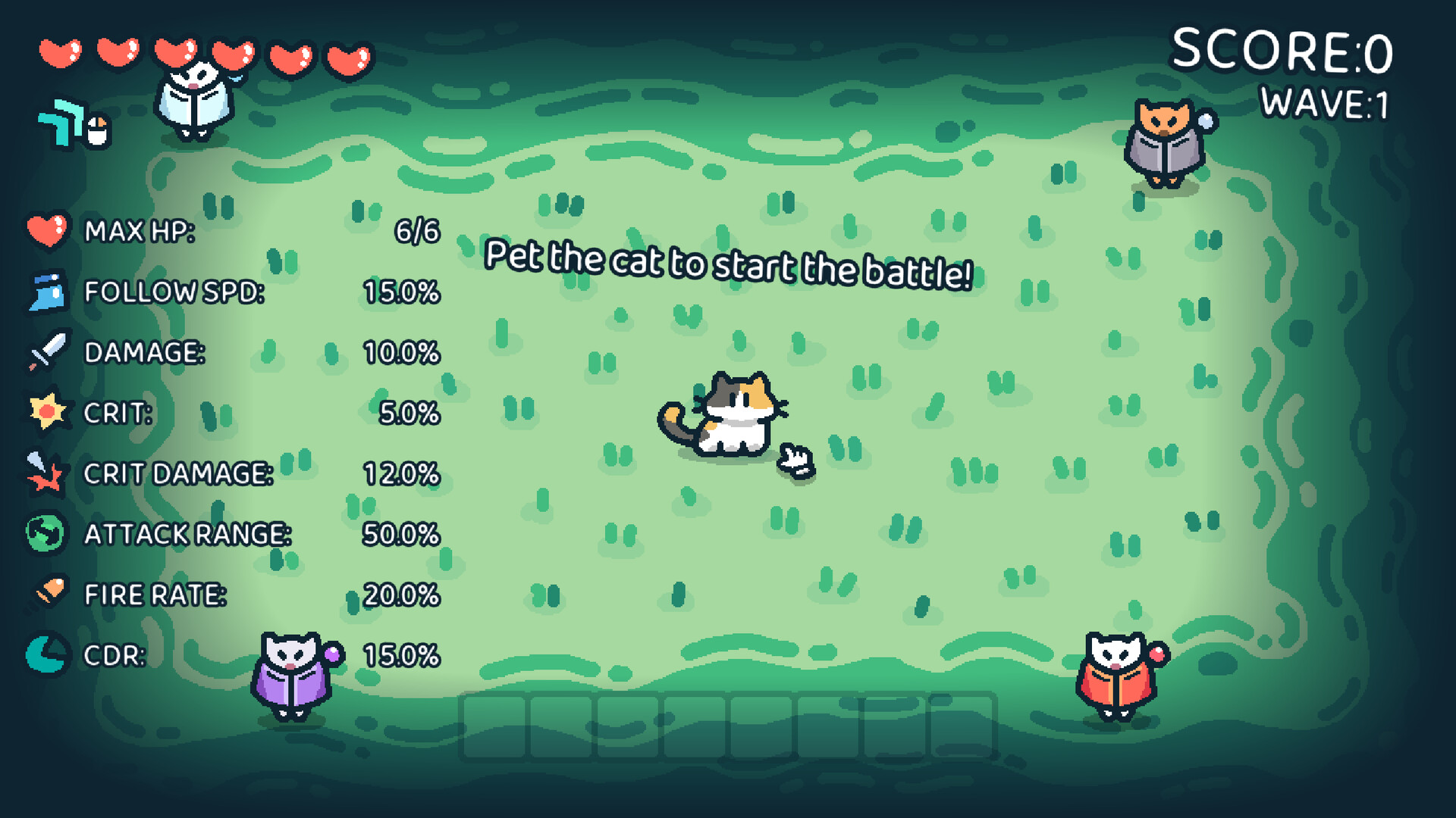 手描きのかわいいねこを撫でて敵を倒すローグライクアクションゲーム『なでねこ』 を遊んだら癒されそう_001