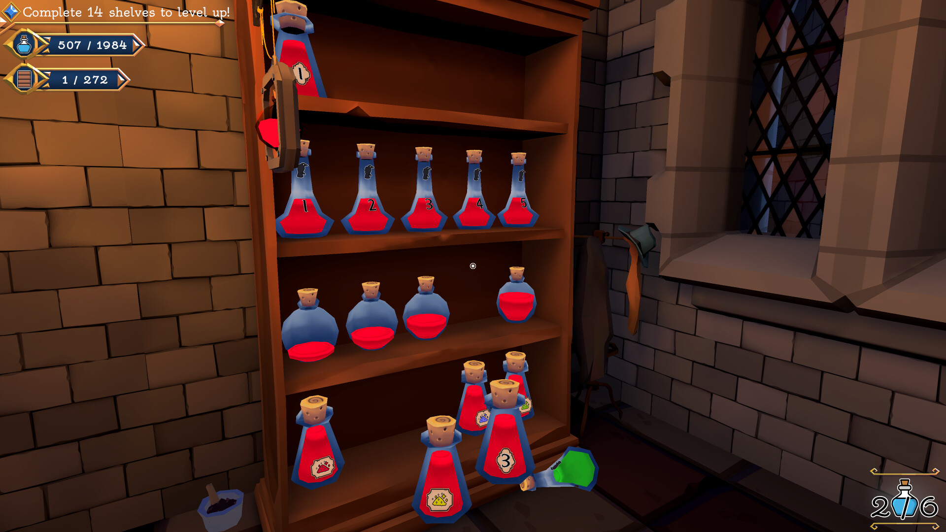“2000本以上のポーション”を棚に並べ直す片付けパズル『Shelve the Potions!』が、Steamでテスター募集中_002