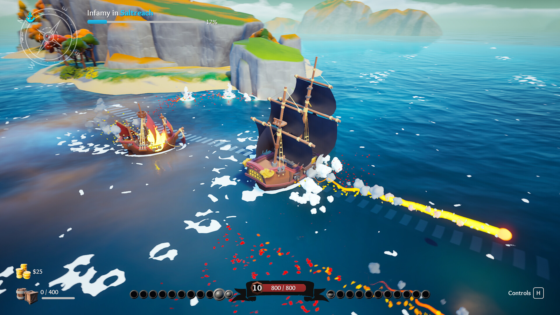 アーケードスタイルの海戦で戦利品を集めていく短編海賊ゲーム『Smoky Sails』Steamストアページが公開_003