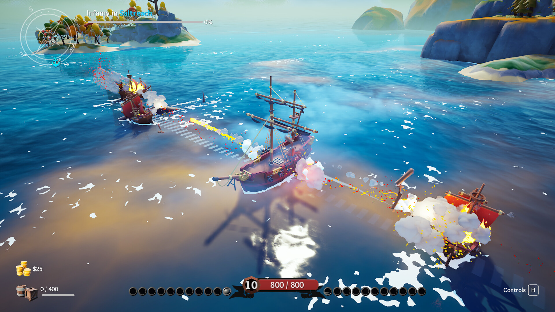アーケードスタイルの海戦で戦利品を集めていく短編海賊ゲーム『Smoky Sails』Steamストアページが公開_004