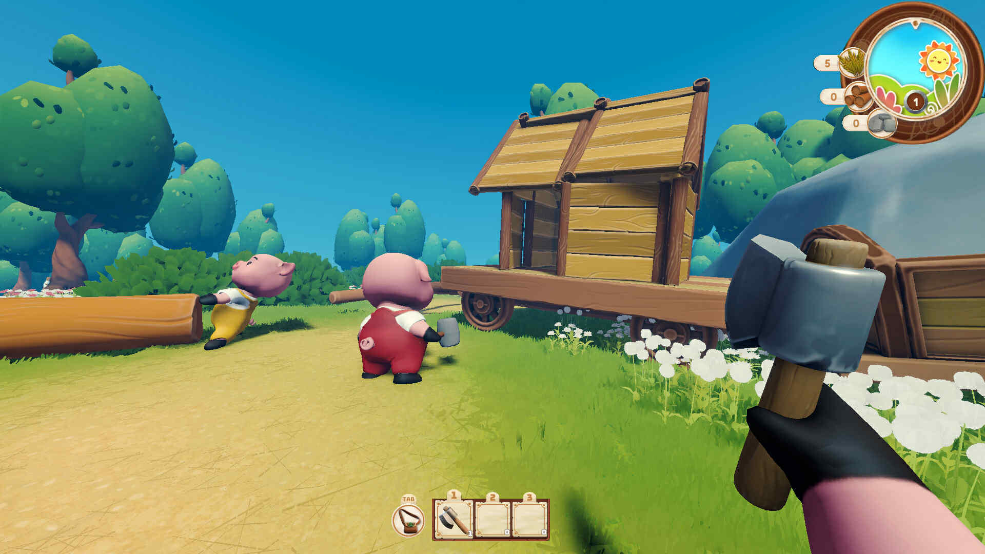 『Pigs and Wolf』をSteam向けに開発中。子ブタになってオオカミの襲来から家を守るおとぎ話協力アドベンチャー_003