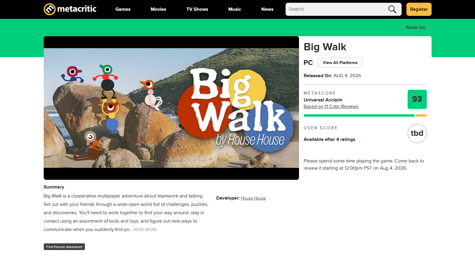 『Big Walk』メタスコア「93/100」の高得点を記録_001