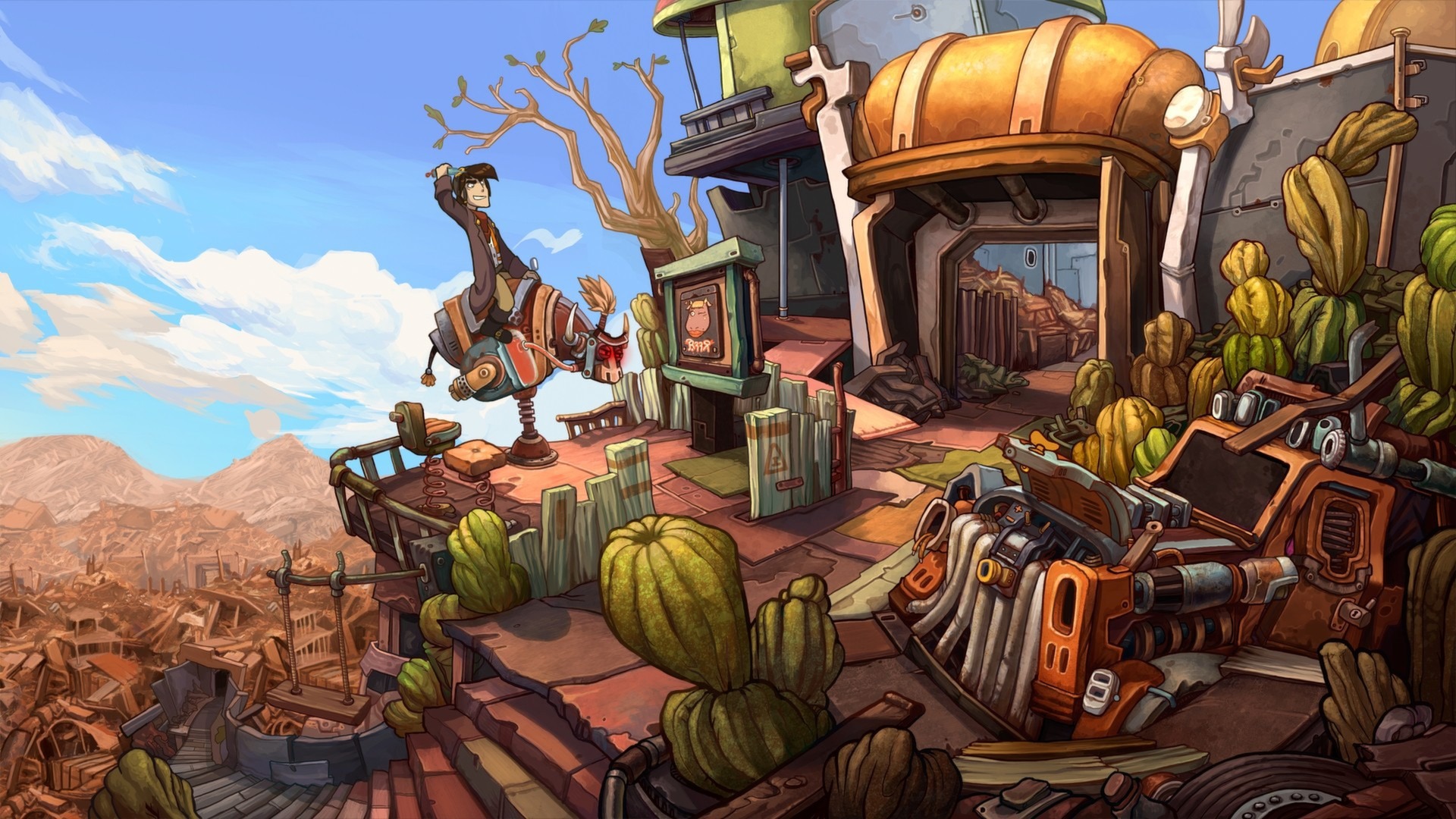 『Deponia』がSteamで8月21日まで無料。ゴミ山暮らしが空から落ちてきた美女を利用して成り上がりを目指すアドベンチャー_001