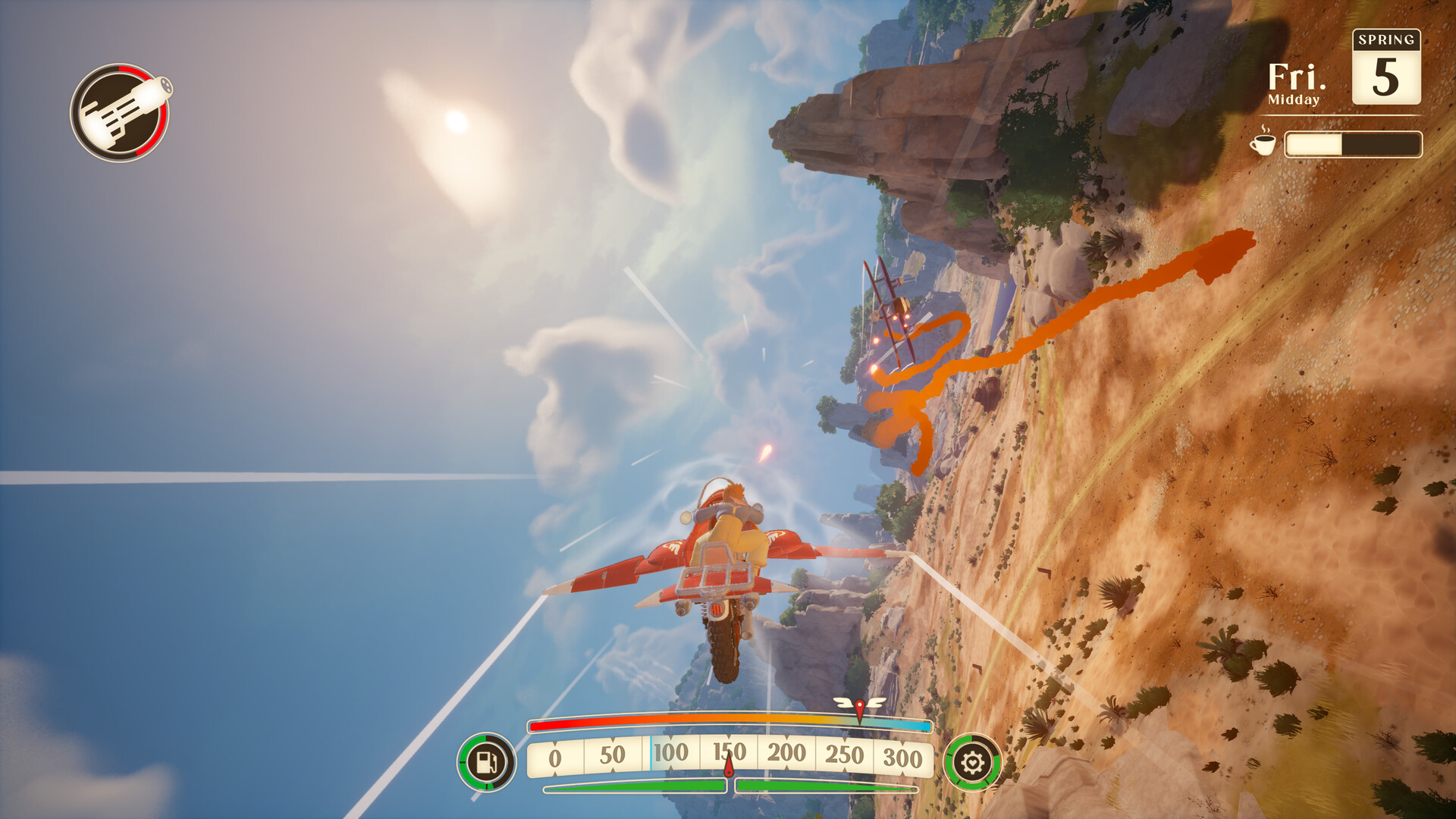 「空飛ぶバイク」で配達人として生活するゲーム『Into the Wind』のプレイ映像が公開。空賊をマシンガンで撃つ要素も_001