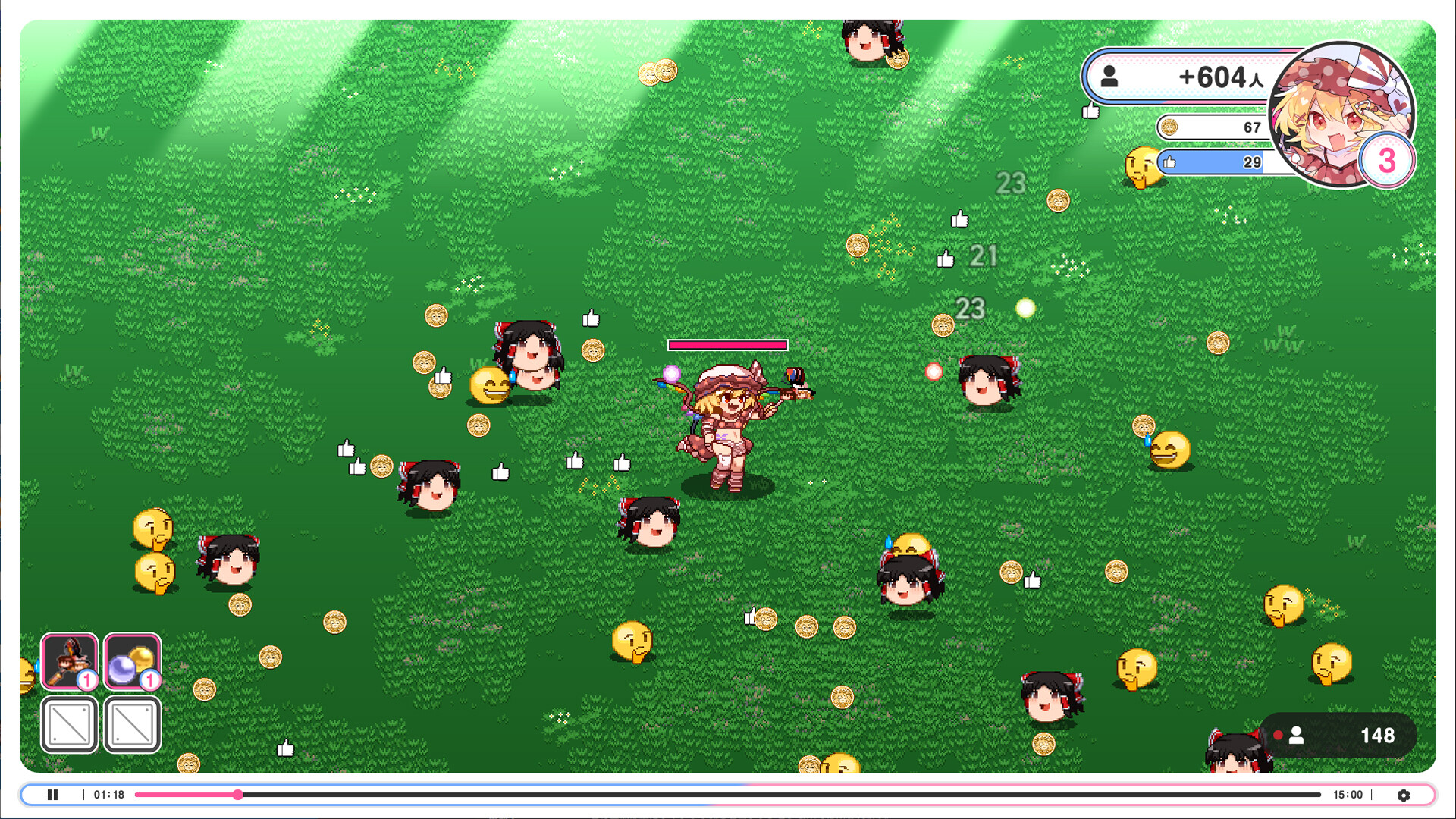 ビートまりお氏の楽曲をゲーム化した東方Project二次創作『インターネットサバイバーサバイバーズ』Steamで本日8月16日発_002