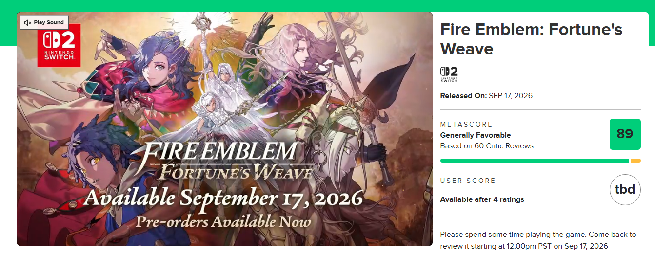 『ファイアーエムブレム 万紫千紅』がメタスコア「89/100」の高得点を獲得_001