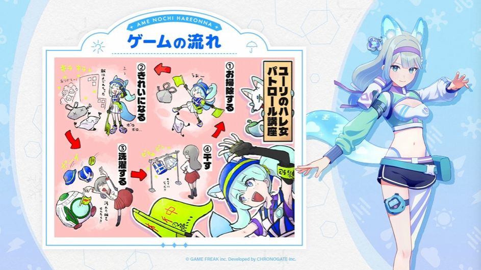 ゲームフリーク新作『雨のちハレ女』公式生放送に大森滋氏が描いたゲーム紹介イラストが登場。マンガ的なタッチがかわいすぎる_002