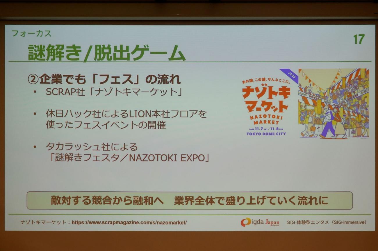 「謎解き」は初の100億円市場へ。「ARG」は追いきれないほど作品が急増中。「SIG-体験型エンタメ ミニセミナー」をレポート_017