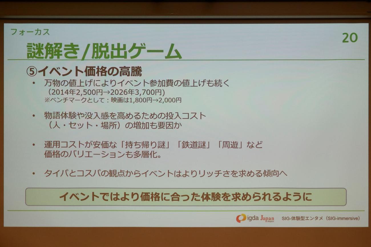 「謎解き」は初の100億円市場へ。「ARG」は追いきれないほど作品が急増中。「SIG-体験型エンタメ ミニセミナー」をレポート_020