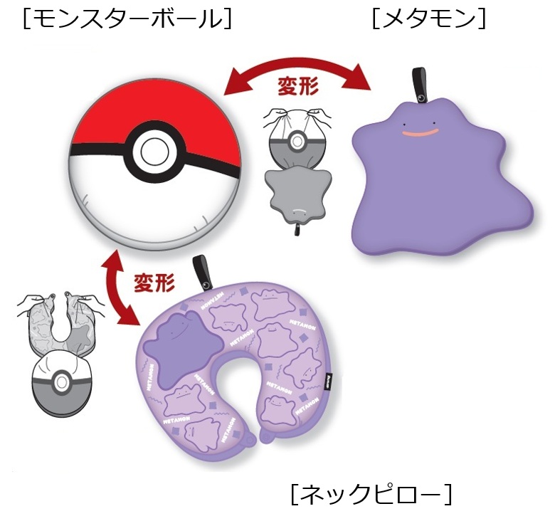 メタモンが3種の形態に「へんしん」するネックピローが発売。『ポケモン』がデザインされた便利な旅行グッズが多数ラインナップ_002