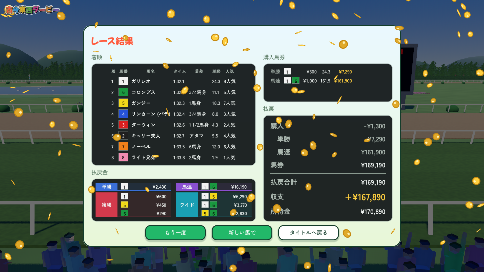 『古今東西ダービー』Steamで10月30日発売。お題に沿って馬を命名する競馬ゲーム_007