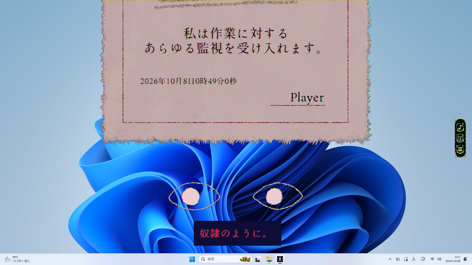 『Dyping Working: 作業監視ゲーム』発表。「目玉」に作業を監視される作業用ホラーゲーム_002