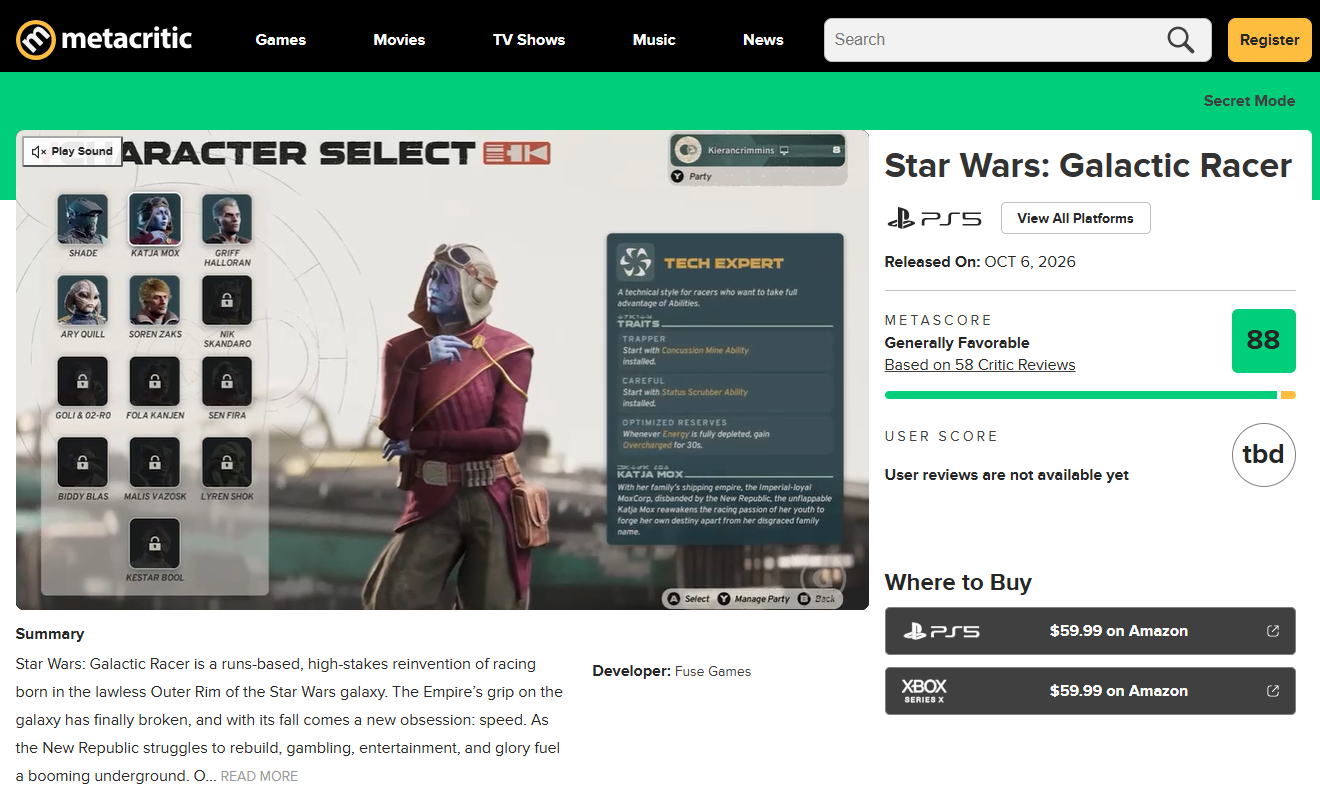 『スター・ウォーズ:ギャラクティック・レーサー』のメタスコアが「88/100」と高評価を記録。海外で絶賛される_001