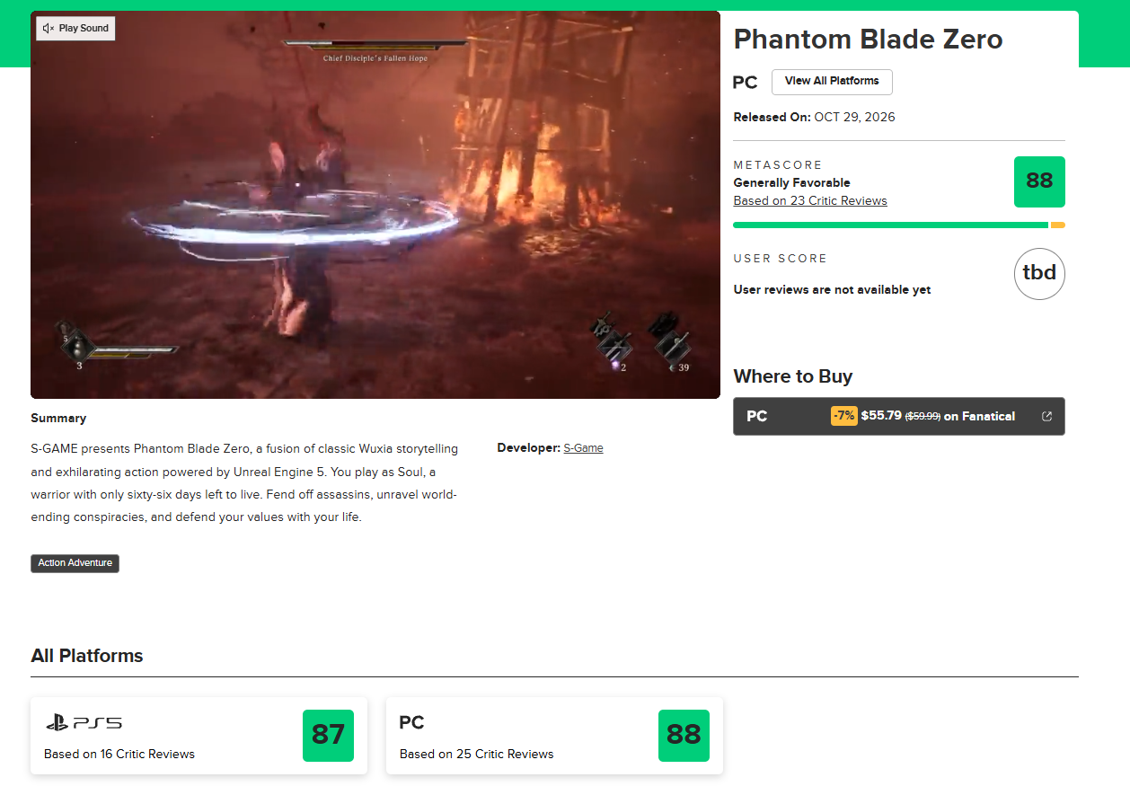 『Phantom Blade Zero』海外メタスコア「88/100」を獲得_001
