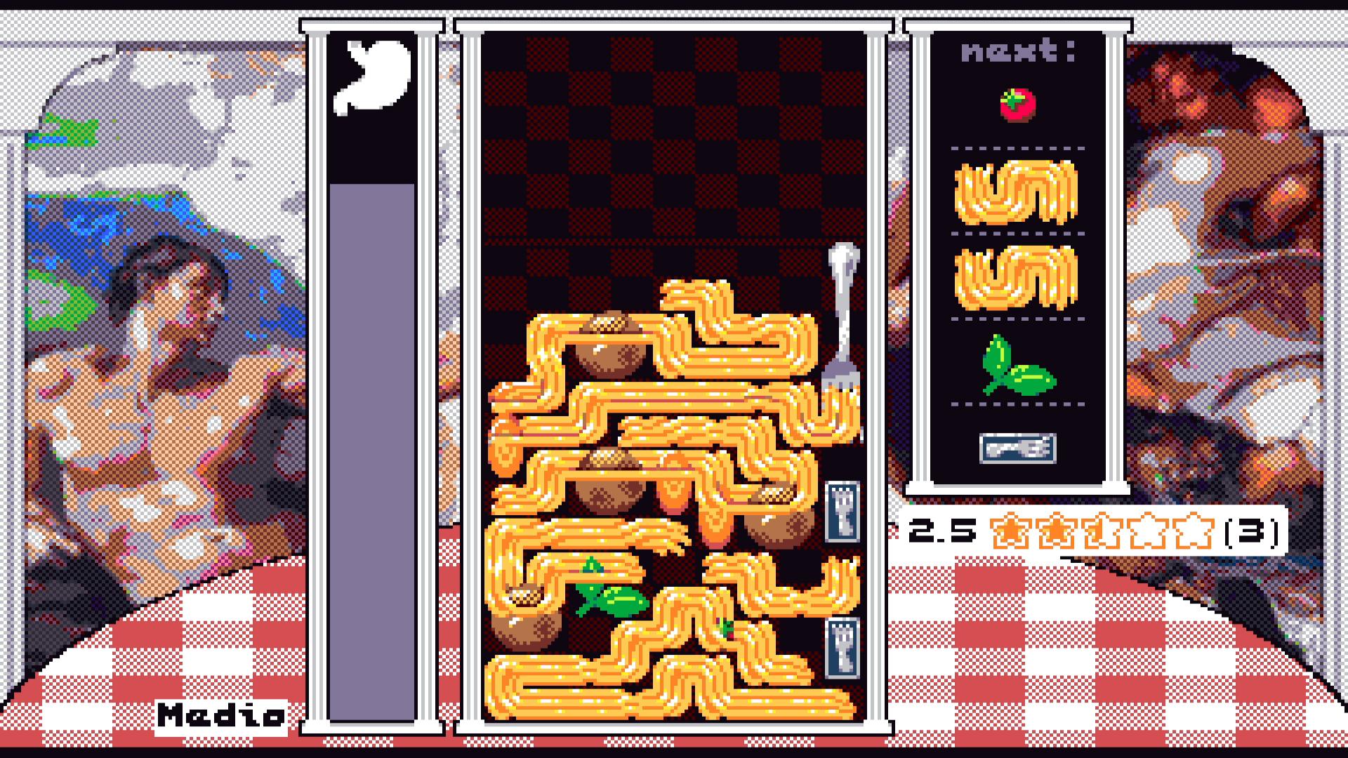 “パスタ”と具材を絡ませる『テトリス』風パズルゲーム『スパゲッティ チェレスティ』が面白い。PCに向けて無料で配信中_002