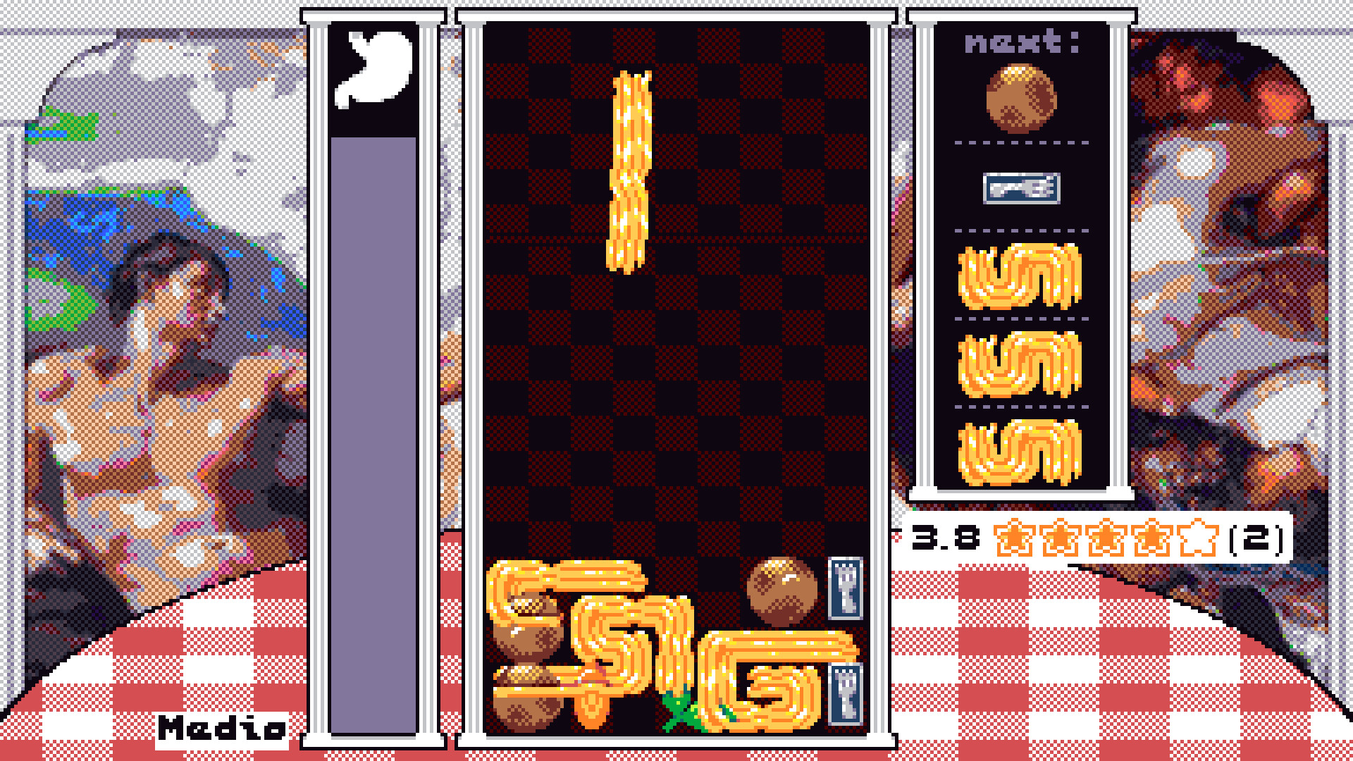 “パスタ”と具材を絡ませる『テトリス』風パズルゲーム『スパゲッティ チェレスティ』が面白い。PCに向けて無料で配信中_003