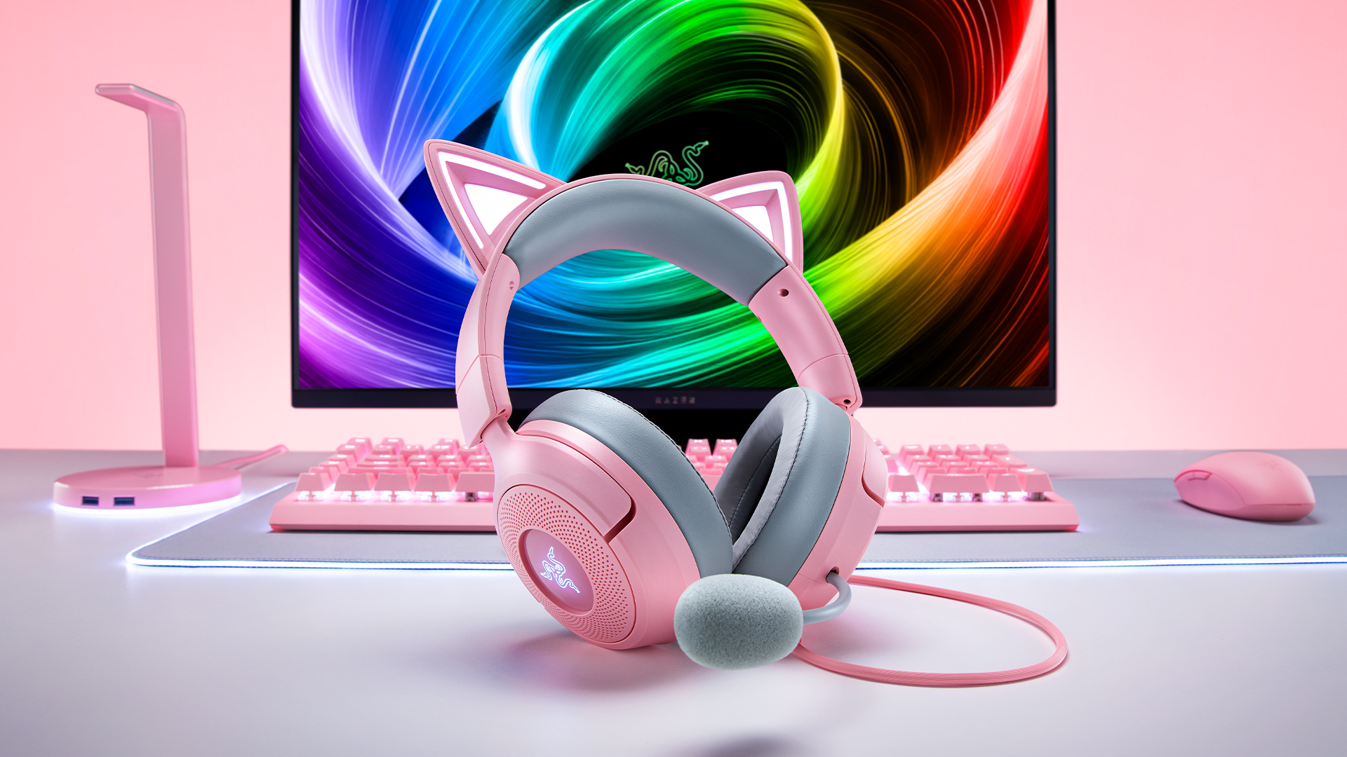 Razerの光る“猫耳”ヘッドホン「Kraken Kitty V3」が発売決定_001