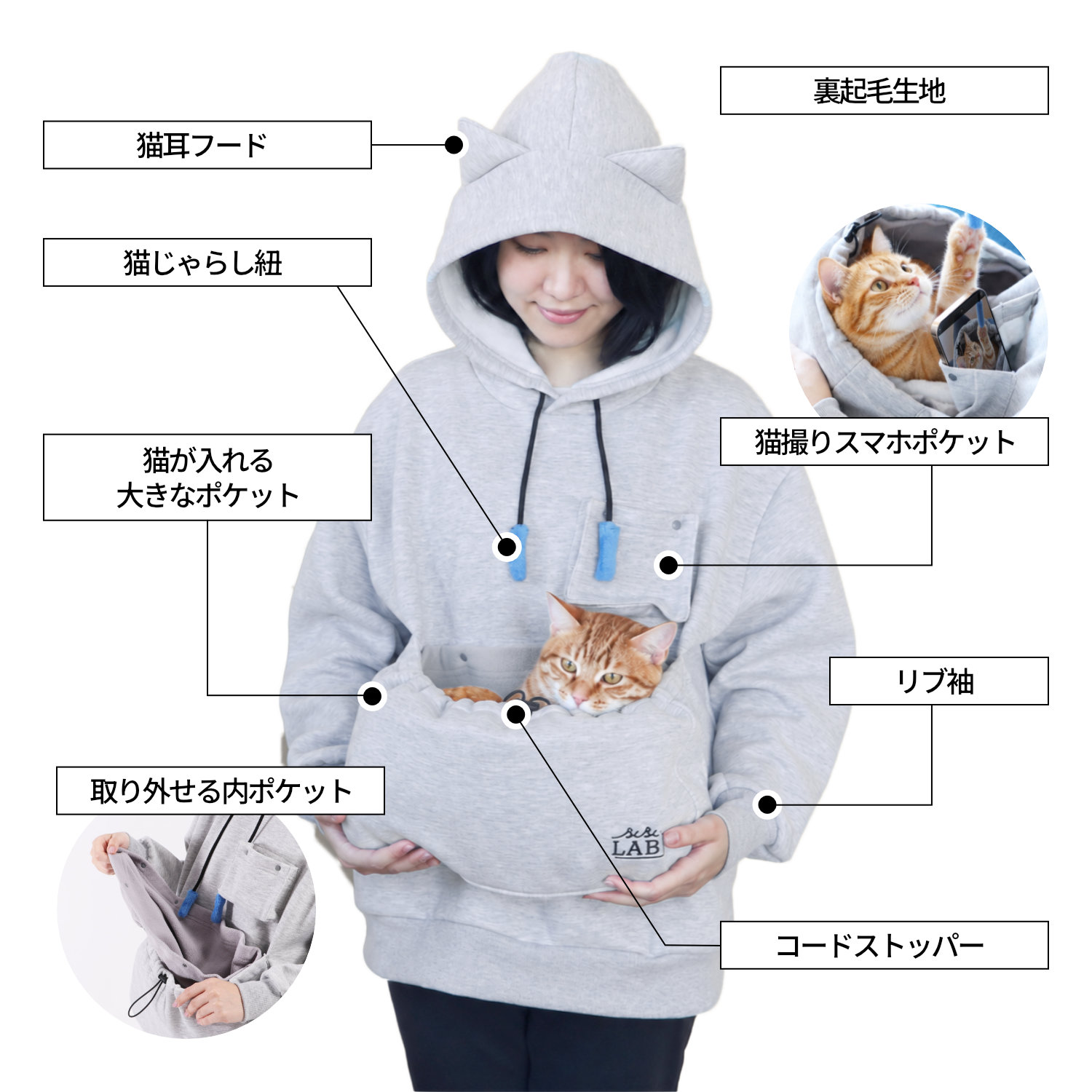 愛猫を“お腹のポケット”にINできるルームウェア「にゃんガルーパーカー3」が発売_021