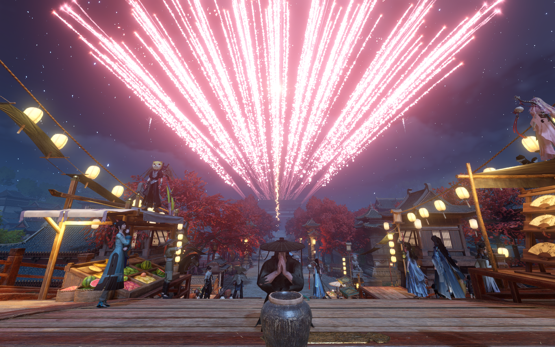 何にでもなれるMMORPG『逆水寒』で「物乞い」の生き様を見せつける。CBT最終日、記念の花火で、物乞い。恵んでくれた同志が現る_017